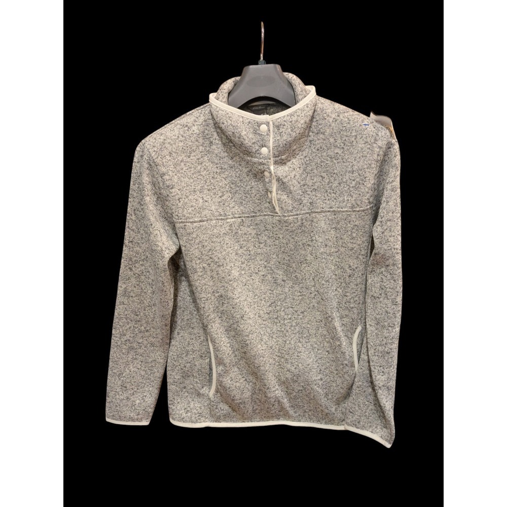 Eddie Bauer L/S Gray/White 1/4 Snap Collared Pullover Active Top. Women's Medium